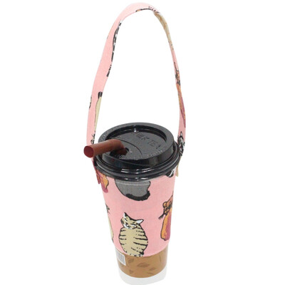 

Eco-Friendly Soft Beverage Bag Cartoon Dog Cup Cover Canvas Tote Bag Tea Coffee Hand-Cranked Milk Tea Coffee Handbag Canvas Bag