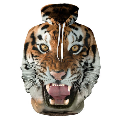 

Toponeto Mens Autumn Spring Fashion 3D Printing Hoodie Hooded Loose Long Sleeve Top