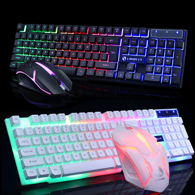 

BlackWhite Glowing Keyboard&Mouse Set USB Keyboard USB Mouse Glow Game Suite