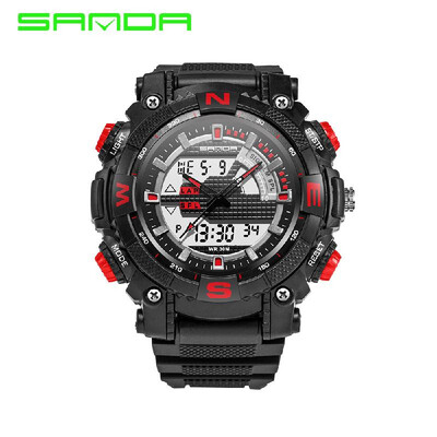 

SANDA 743 Electronic Sport Watch Men Waterproof Watches Analog Digital LED Back Light Wristwatch for Male Clock