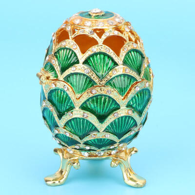 Greensen Enameled Easter Egg Vintage Style Jewelry Organizer Trinket Box Art Crafts Decoration Gift