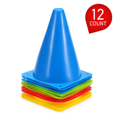 

24 Pack 7 Inch Plastic Sport Training Traffic Cone Space Marker for Kids Home Football Training Soccer 4 Colors