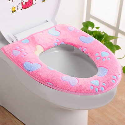 

Gobestart Bathroom Warmer Toilet Seat Cloth Soft Closestool Washable Lid Top Cover Pad