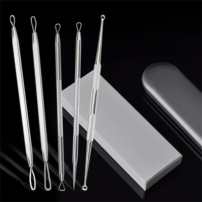 

〖Follure〗Portable Stainless Steel Acne 5 Piece Acne Needle Set Acne Blackhead Acne Tool