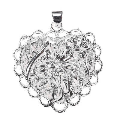 

925 Silver Wedding Hollow Love Heart Flower Pendant for Women Bridal Jewelry