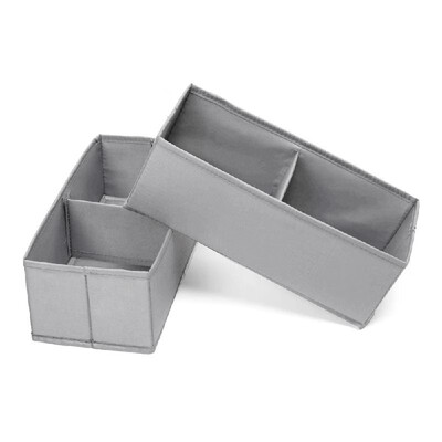 

2 Pack Multi-Purpose 2-Section Oxford Fabric Dresser Organizer Drawer Socks Ties Hats Towels Storage Bin Closet Organizer--Light G