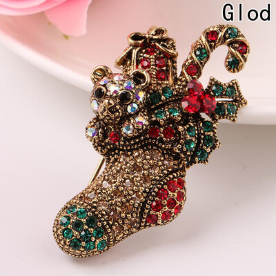 

Socks Boots Reindeer Tree Brooch Rhinestones Pins Fashion Jewelry Chrismas Gift For Women Girl New Year 1pcs Christmas Brooches