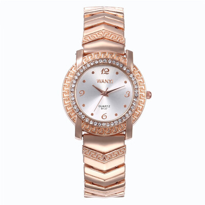 

New luxury ladies full diamond alloy set watch fashion stainless steel quartz wrist bracelet watch female models