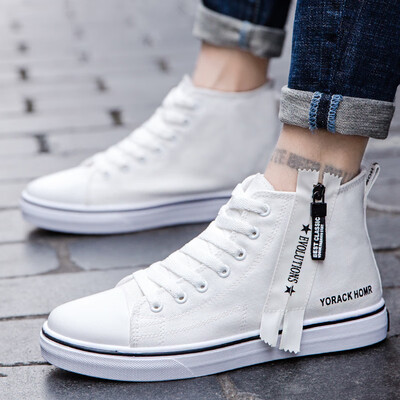 

Summer canvas mens shoes Korean version of Joker casual youth high board shoes autumn tide shoes