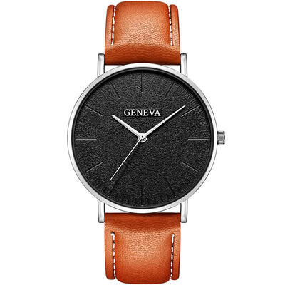 

2018 GENEVA Watch Men Womens PU Leather Band Stainless Steel Analog Quartz Wristwatch Lady Female Brown Watches Reloj Mujer