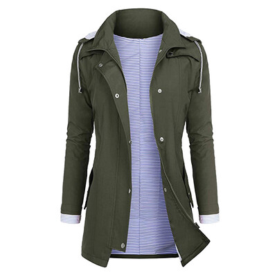 

Toponeto Women Rain Jacket Outdoor Plus Size Waterproof Hooded Raincoat Windproof Coat