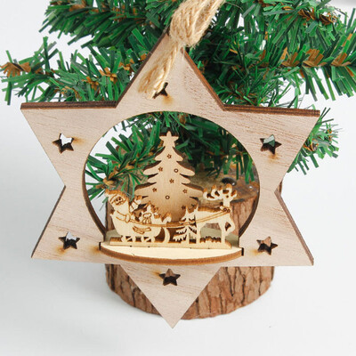 

Christmas Tree Wooden Home Decoration Snowflakes Merry Xmas Hanging Ornament Lot