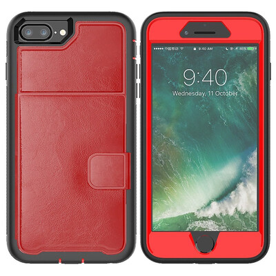 

MOONCAE Apple iPhone 6 Plus6s Plus Three Anti-Leather Card Holder Series - Red