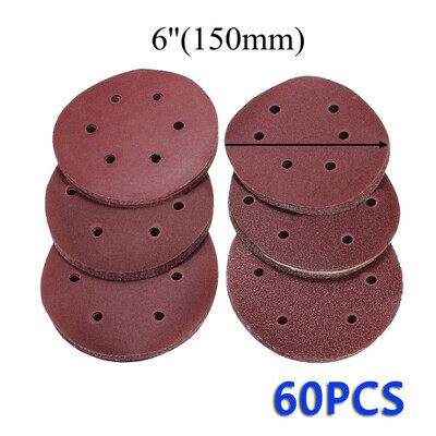

60 x 6 150mm 8 Hole Sanding Disc Sandpaper 60 80 120 180 240 320 Mixed Grit UK