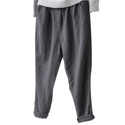 

Plus Size Women Pants Linen Cotton Casual Harem Pants Candy Color Harajuku Casual Trousers