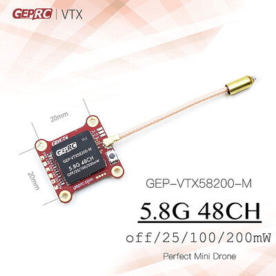 

GEPRC GEP-VTX58200- Mini VTX 58G 48CH 0mW25mW100mW200mW Switchable Video Transmitter for RC FPV Racing Quadcopter