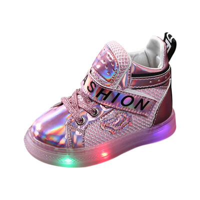 

New Kids Shoes Fashion Winter Boys Girls Fashion LED Lights Children Casual Shoes Baby Cute PU Anti-slip Sports Walking Boots