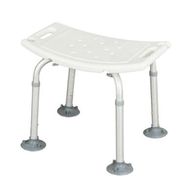 Aluminium Alloy & Plastic Bath Shower Chair Adjustable 7 Height Bathtub Stool Seat White