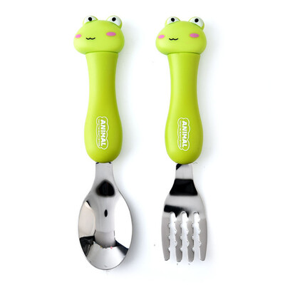 

Toponeto Food Material Cartoon Cutlery Suit Student Stainless Steel Tableware Animal Fork