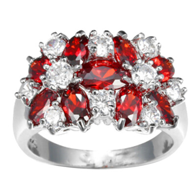 

Cubic Zircon Ring Gold Color Fashion Red Crystal Wedding Jewelry For Women Bride Engagement Rings Wholesale