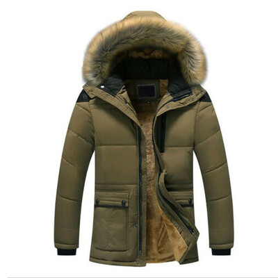 

Mens Winter Warm Fur Collar Thick Parka Coat Outwear Hooded Plus Jackets Trench