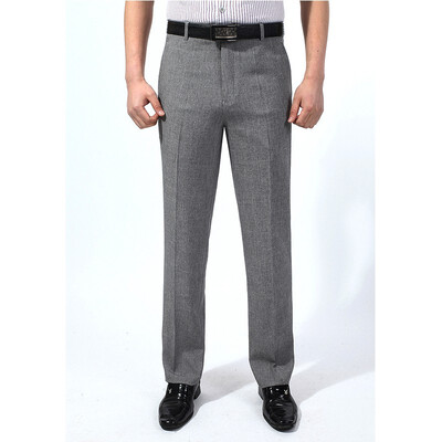

WENGUANGUO Summer thin section pleated high waist free ironing straight loose standard version mens trousers 7941