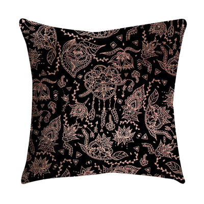 

〖Follure〗Rose Black Gold Cushion Cover Square Pillowcase Home Decoratio