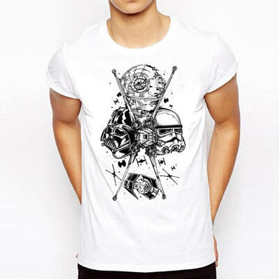 

2018 Funny Printed Star Wars T-Shirt Robot Shirt Star Wars Mens Short Sleeve T Shirts Tops Fashion Tees