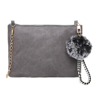 

Tailored Women Hairball Solid Color Suede Crossbody Bag Clutch Bag Shoulder Bag Phone Bag