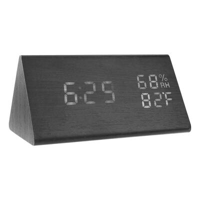 

USB Wood LED Sound Control Alarm Clock Thermometer Timer Calendar Display