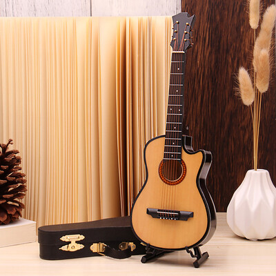 

YIWULA10CM Scale Folk Wood Color Guitar Model DIY Scenery Accessories Best Gift