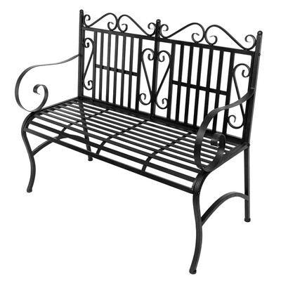 

Classic Indoor&Outdoor Foldable Metal Patio Garden Bench with Decorative Industrial Vintage Design