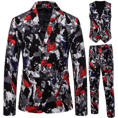 

Toponeto Mens Suit Slim Vintage Ethnic Style Party 3-Piece Jacket Coat & Pants&Vest