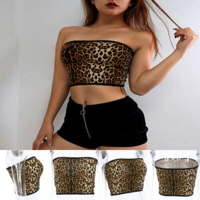 

Womens Casual Summer Tank Tops Vest Blouse Off-Shoulder Crop Tops Leopard Shirt