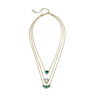 

Water Drop Shape Multilayer Diamante Green Luxury Long Women Necklace Pendant Artificial Gem Jewelry