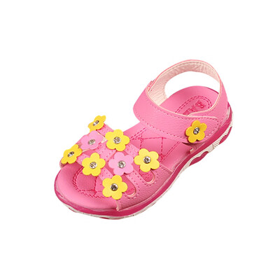 

Children Kids Girls Flower Letter LED Light Up Luminous Sandals Cusual Shoes
