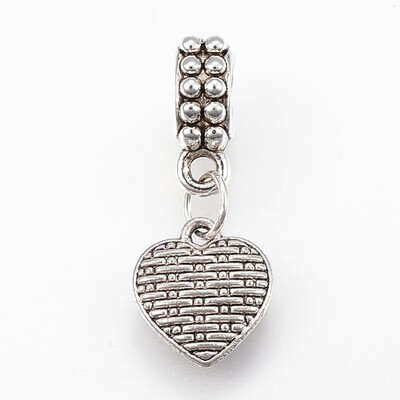 

Tibetan Style Alloy European Dangle Beads Large Hole Pendants Heart Antique Silver 27mm Hole 45mm Pendant 12x11x25mm
