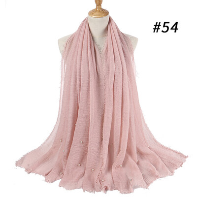 

Cotton&linen crumpled monochrome womens scarf hot two-headed pearl accessories headscarf girls