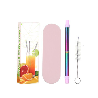

Portable Drinking Straws Stainless Steel Metal Straw With Silicone Tip Storage Case Bar Party