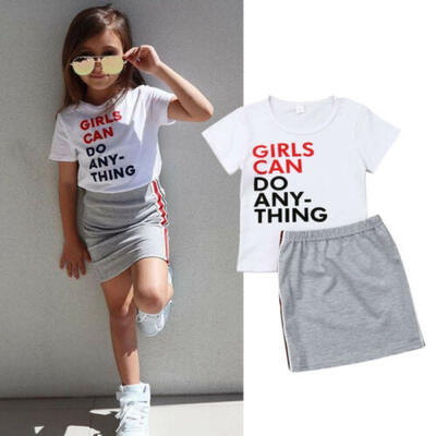

2pcs Toddler Kids Baby Girls Outfit Shirt TopsShorts Skirt Dresses Clothing Set