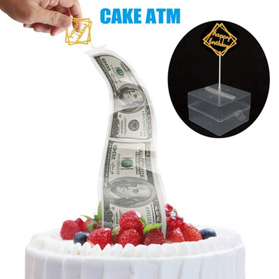 

New Funny Toy Cake Atm Money Box Pulling Money Storage Box Cake Decorations Surprise Gift For Birthday Party Not Include Money