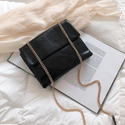 

Qiao Bani 2019 new European&American style fashion simple solid color chain three-layer envelope big bag shoulder diagonal female bag