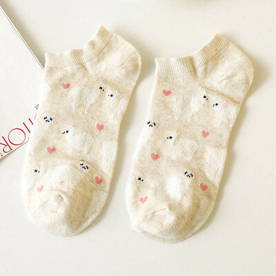 

1 Pair Women Summer Cute Breathable Cotton Socks Casual Alpaca Pattern Boat Sock