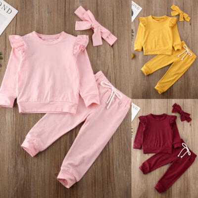 

US Toddler Baby Girl Solid Ruffle T-Shirt Leggings Pants Clothes Christmas Gift