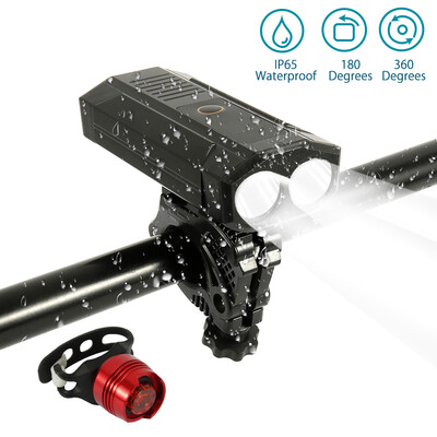 

LED Light Bicycle Light USB Rechargeable Bicycle Light Before&After 1200 Lumens Wide Angle View Headlights