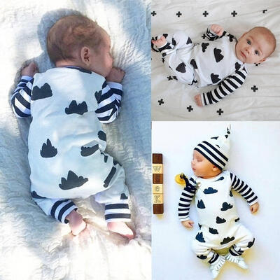 

Cute Baby Girl Boy Clothes Striped Long Sleeve Bodysuit Romper Jumpsuit Outfits