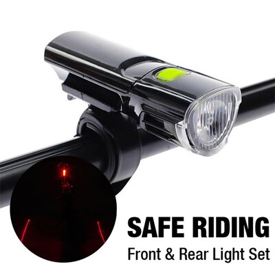 

Hot Sale Waterproof USB Rechargeable LED Bike Bicycle Headlight Tail Light Set Cycling