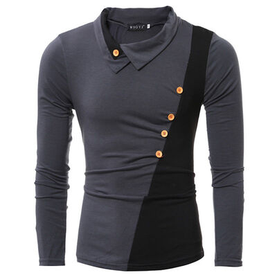 

Mens Long Sleeve T-Shirt Casual Lapel Shirt Top Stylish Basic Tee