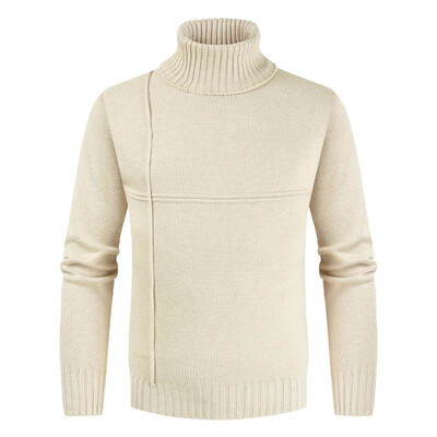 

Toponeto Mens Autumn Winter Casual Pure Color Turtleneck Long Sleeve Knitted Sweater Top
