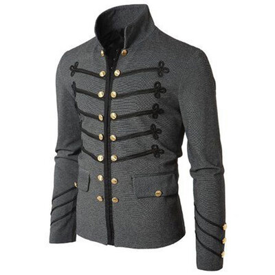 

Mens Autumn Steampunk Gothic Rock Solid Jacket Cardigan Outwear Overcoat Coat